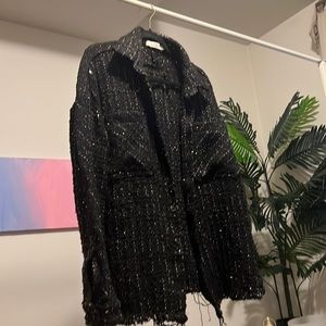 Rare tweed sequin jacket by mnml with raw edges